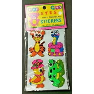 Vintage 1979 Goo Goo Eyes 3 Dimensional Puffy Stickers Pkg of 4 Sealed NewOldStk